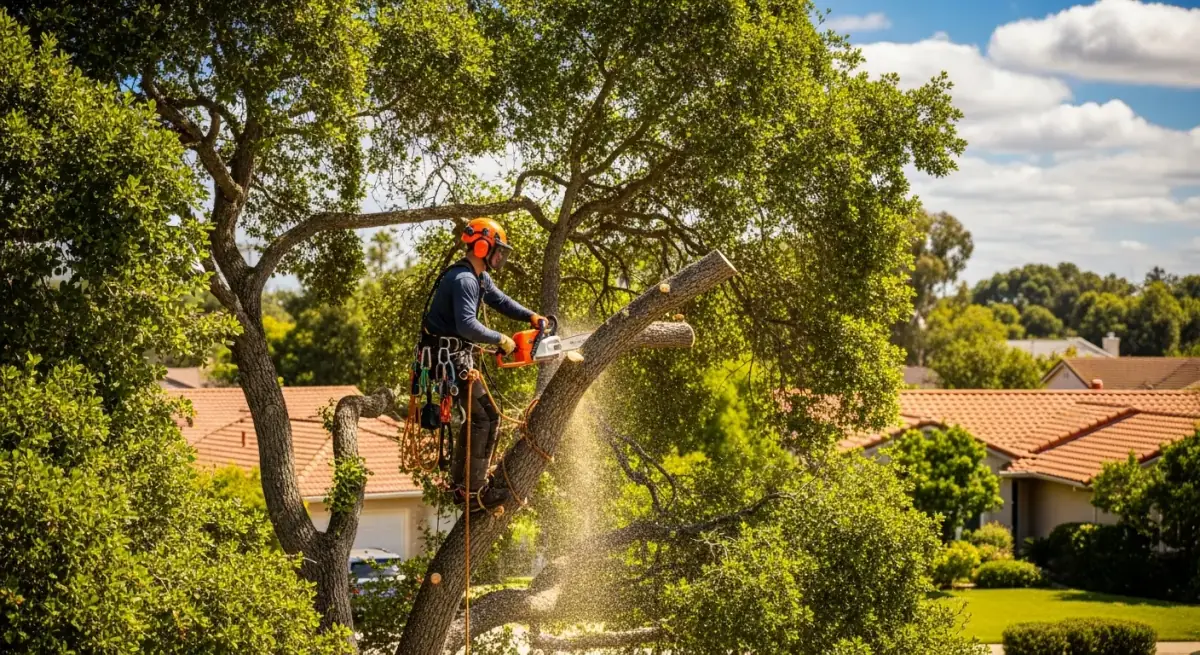 Arborist performing professional tree trimming