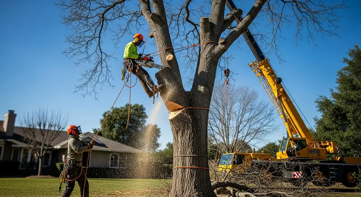 Professional tree removal service in progress